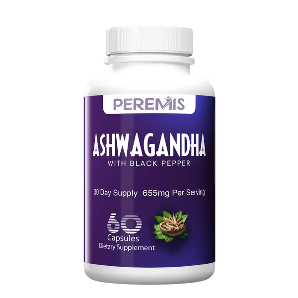 Ashwagandha with Black Pepper Capsules by Peremis - Daily Stress Support Supplement