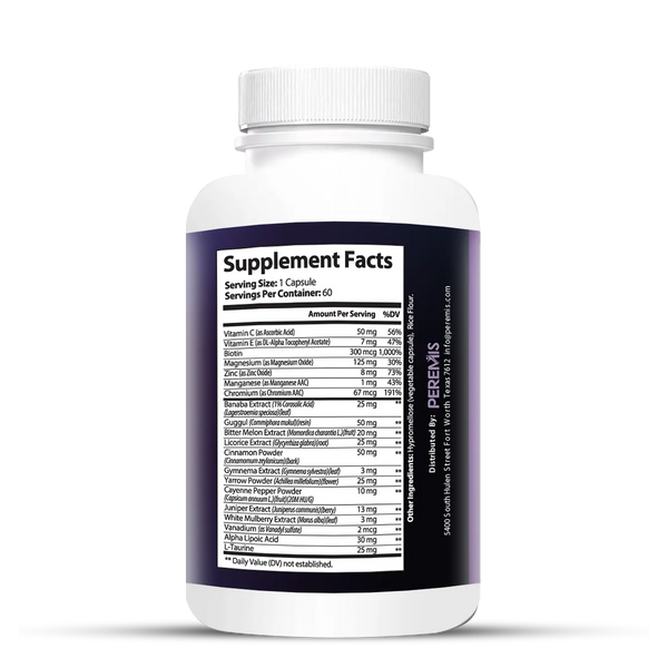 Blood Sugar Defense Supplement Capsules Side View - Peremis