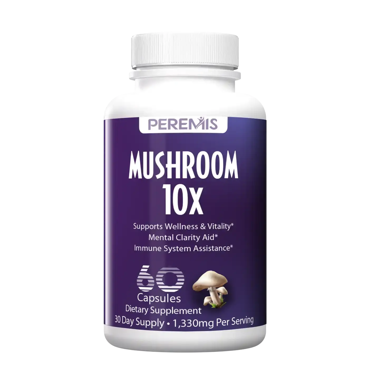 Mushroom 10X Focus and Immunity Capsules by Peremis - 10 Mushroom Complex