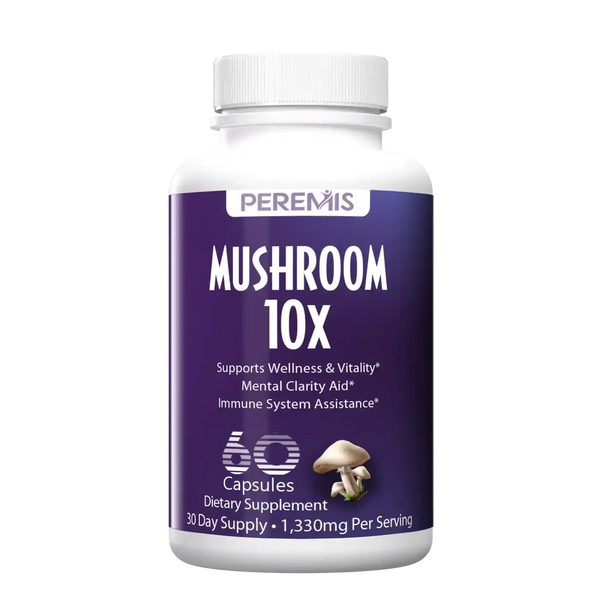 Mushroom 10X Focus and Immunity Capsules by Peremis - 10 Mushroom Complex