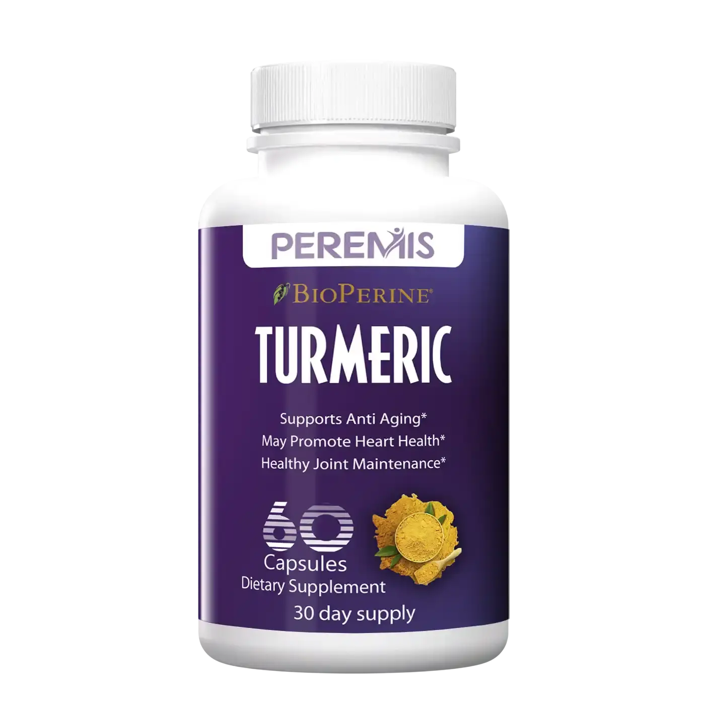 Turmeric with BioPerine Capsules by Peremis - Joint and Mobility Support Supplement