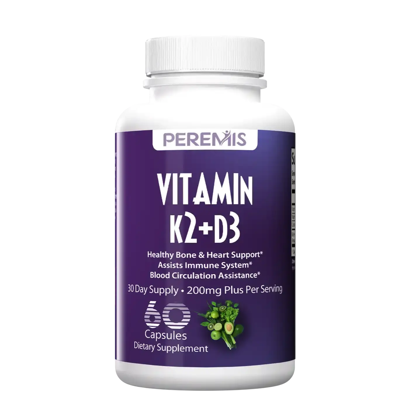 Vitamin D3 K2 Supplement Capsules by Peremis - Bone and Heart Health